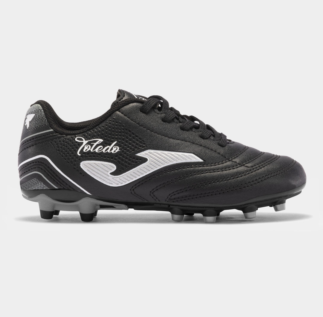Joma Toledo JR Firm Ground Football Boots – Black/White | Kids’ FG Soccer Cleats