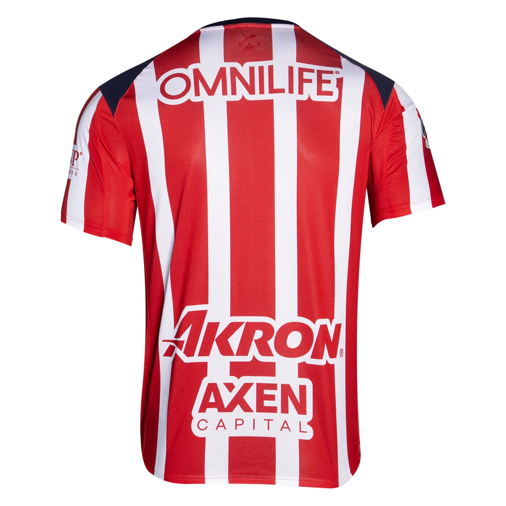 Red and white striped chivas jersey with visible branding on a white background