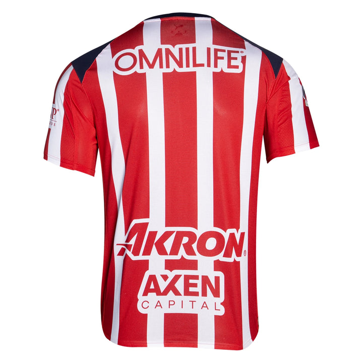 Red and white striped chivas jersey with visible branding on a white background